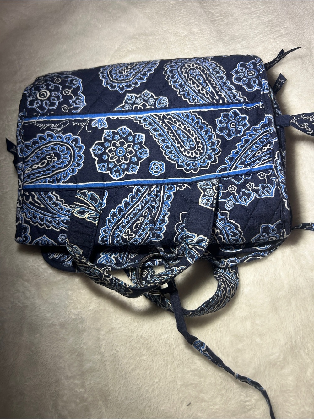 Vera Bradley Navy and Light Blue Paisley Quilted Tote